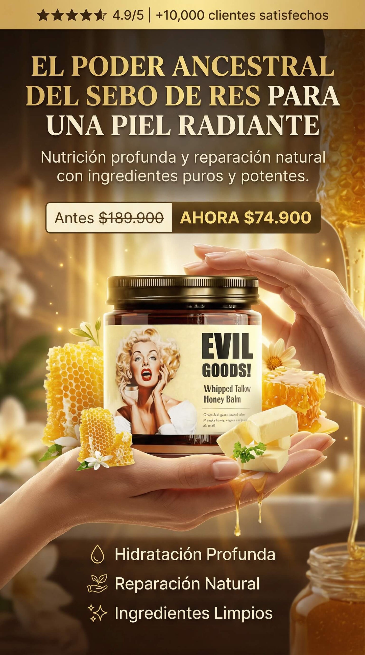 EVIL GOODS ® Bálsamo Ancestral de Sebo y Miel – Hidratación que Transforma